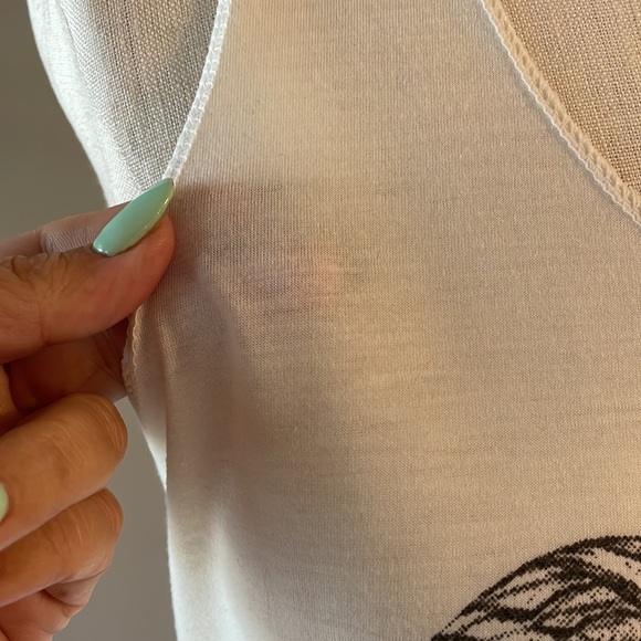 Elephant print women’s tank top beaded fringe V hemline / sliced back trendy SM - Picture 4 of 8